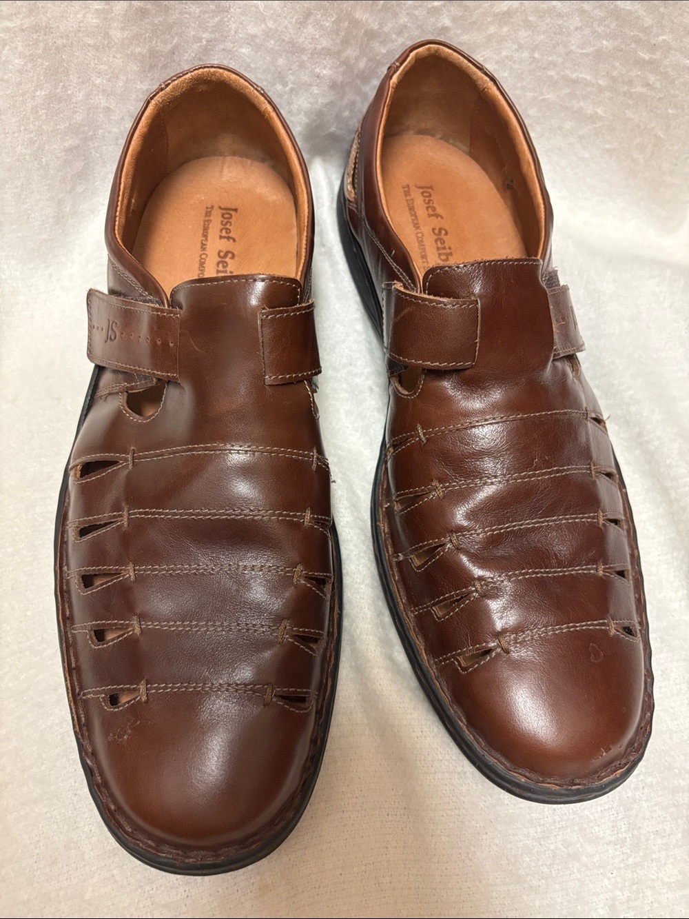 Josef Seibel Brown Leather Strap Shoes Sz 47